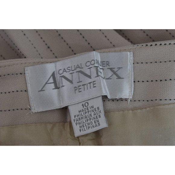 Vintage 00s Mid-Waist Beige Chalk Stripe‎ Trousers | 30 waist - Picture 10 of 10